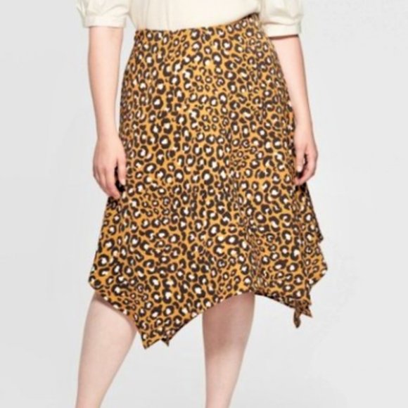 Who What Wear Dresses & Skirts - Who What Wear asymmetrical leopard midi skirt